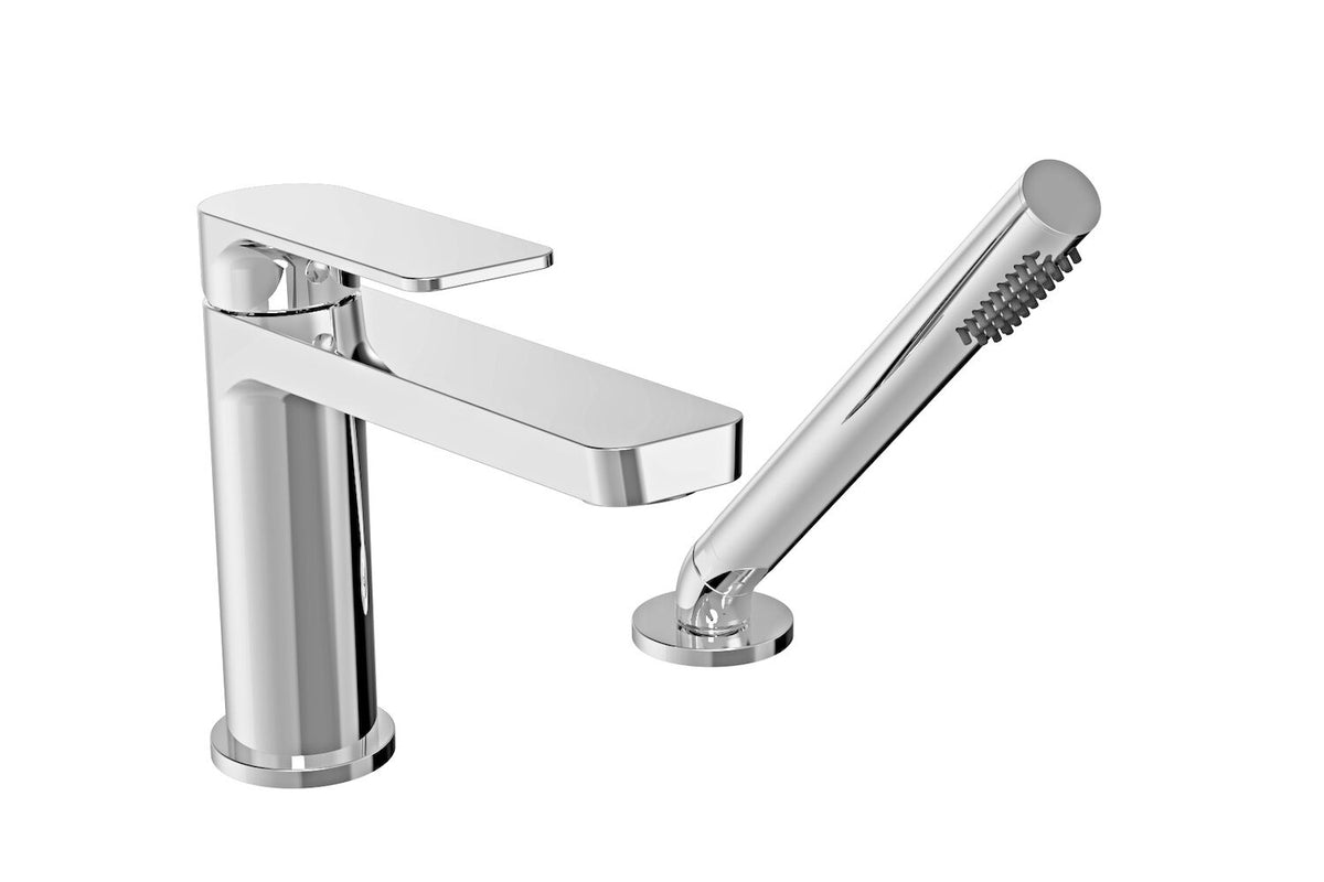 PETITE B04 2-PIECE DECK MOUNT TUB FILLER WITH HAND SHOWER