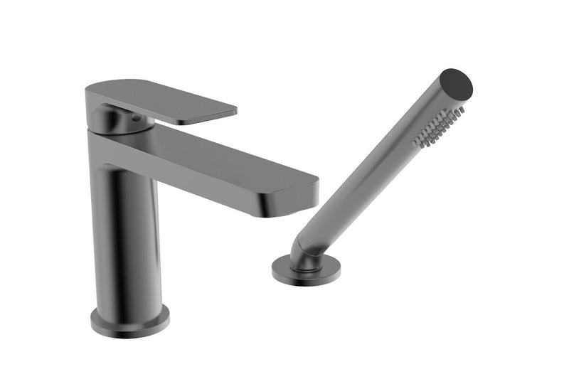PETITE B04 2-PIECE DECK MOUNT TUB FILLER WITH HAND SHOWER