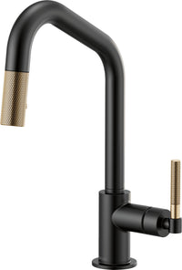 LITZE PULL-DOWN FAUCET WITH ANGLED SPOUT AND KNURLED HANDLE
