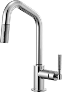 LITZE PULL-DOWN FAUCET WITH ANGLED SPOUT AND KNURLED HANDLE