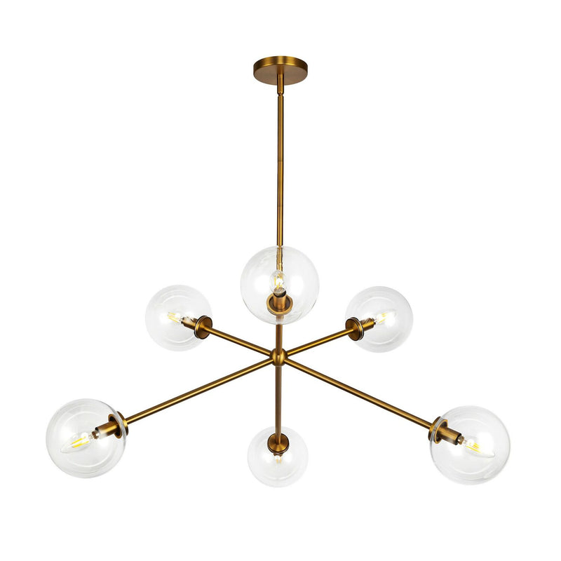 CASSIA 40" 6 LIGHT CHANDELIER WITH CLEAR GLASS SHADES