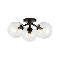 CASSIA 15" 3 LIGHT SEMI-FLUSH MOUNT WITH CLEAR GLASS