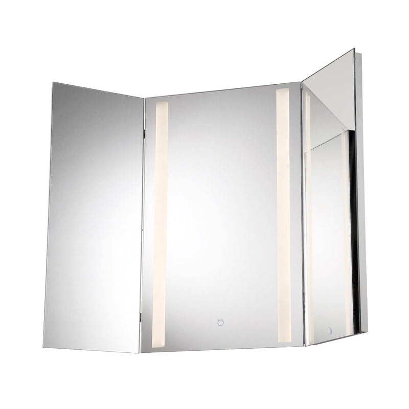 44X32-INCH RECTANGULAR TRI-FOLD BACK-LIT MIRROR WITH 3000K LED LIGHT AND TOUCH SENSOR SWITCH, 34000