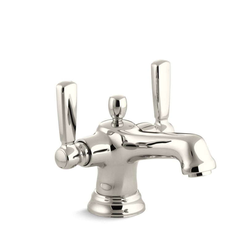 BANCROFT MONOBLOCK SINGLE-HOLE BATHROOM SINK FAUCET WITH ESCUTCHEON AND METAL LEVER HANDLES