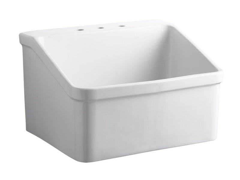 HOLLISTER™ 28 X 22 INCHES BRACKET-MOUNTED UTILITY SINK WITH 8 WIDESPREAD FAUCET HOLES