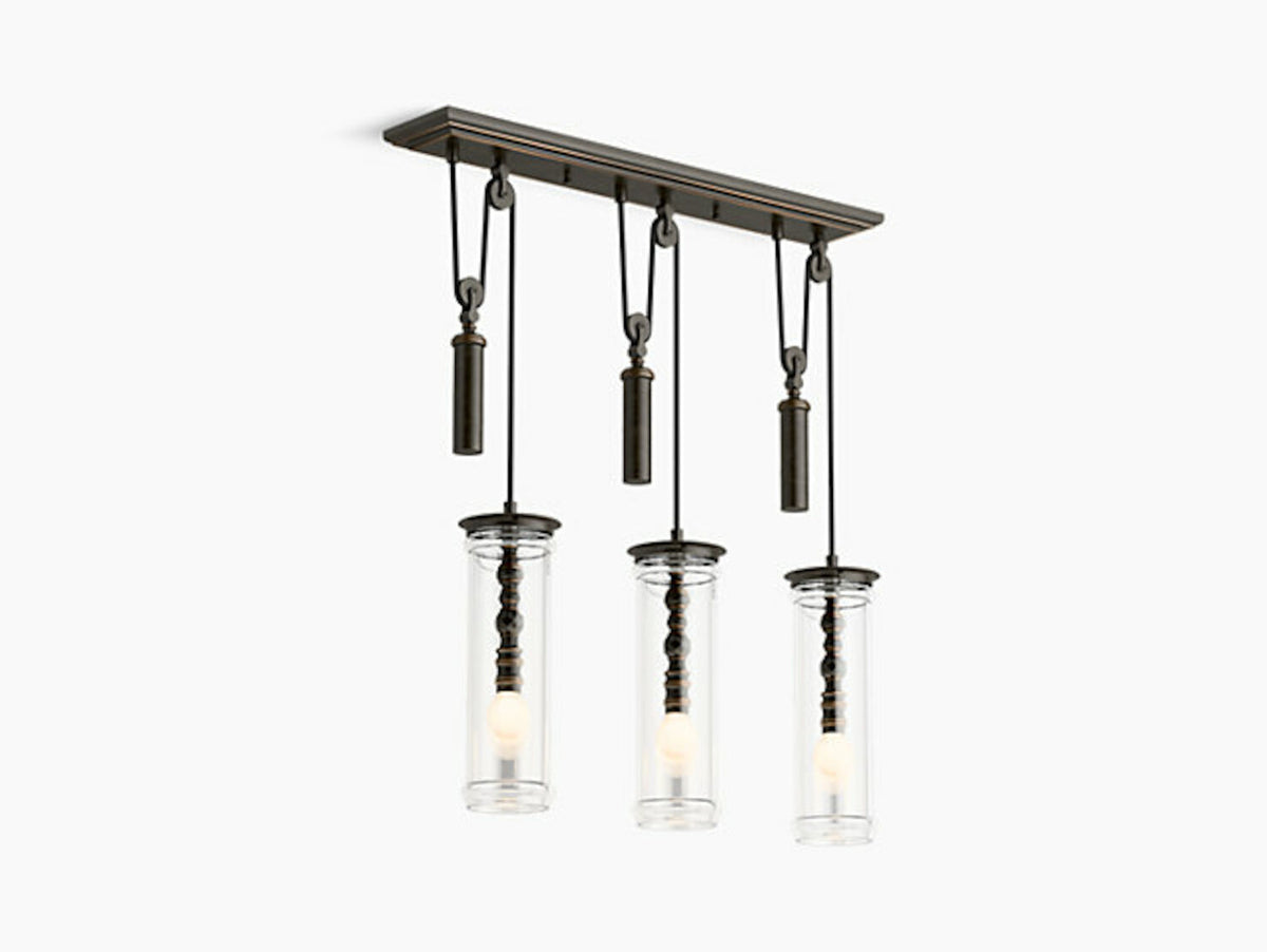 DAMASK 3-LIGHT ADJUSTABLE LINEAR CHANDELIER