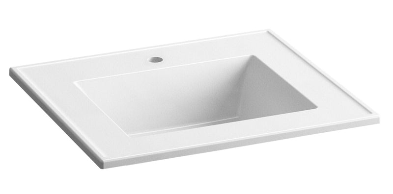 CERAMIC/IMPRESSIONS® 25-INCH RECTANGULAR VANITY-TOP BATHROOM SINK WITH SINGLE FAUCET HOLE