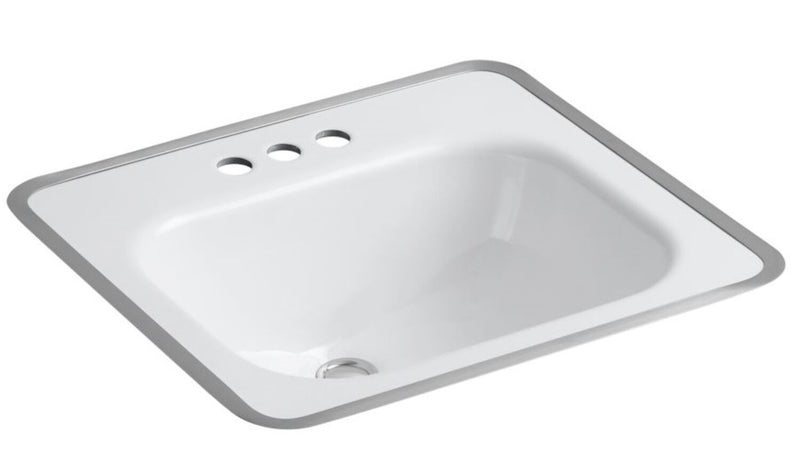 TAHOE® DROP IN BATHROOM SINK WITH METAL FRAME AND 4-INCH CENTERSET FAUCET HOLES