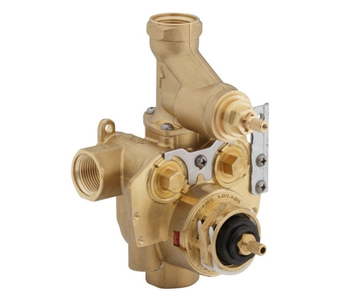 MASTERSHOWER(R) XVII 3/4-INCH STACKED THERMOSTATIC VALVE WITH INTEGRAL VOLUME CONTROL AND STOPS