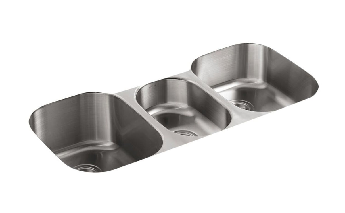 UNDERTONE® 41-5/8 X 20-1/8 X 9-1/2 INCHES UNDER-MOUNT TRIPLE-BOWL KITCHEN SINK