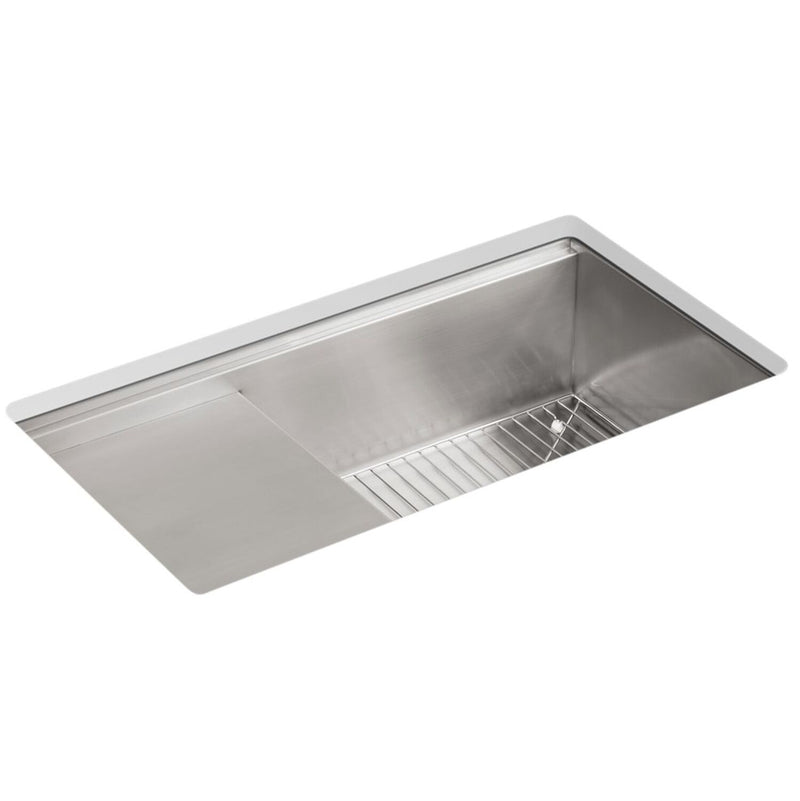 STAGES UNDERMOUNT SINGLE-BOWL WORKSTATION KITCHEN SINK WITH WET SURFACE AREA