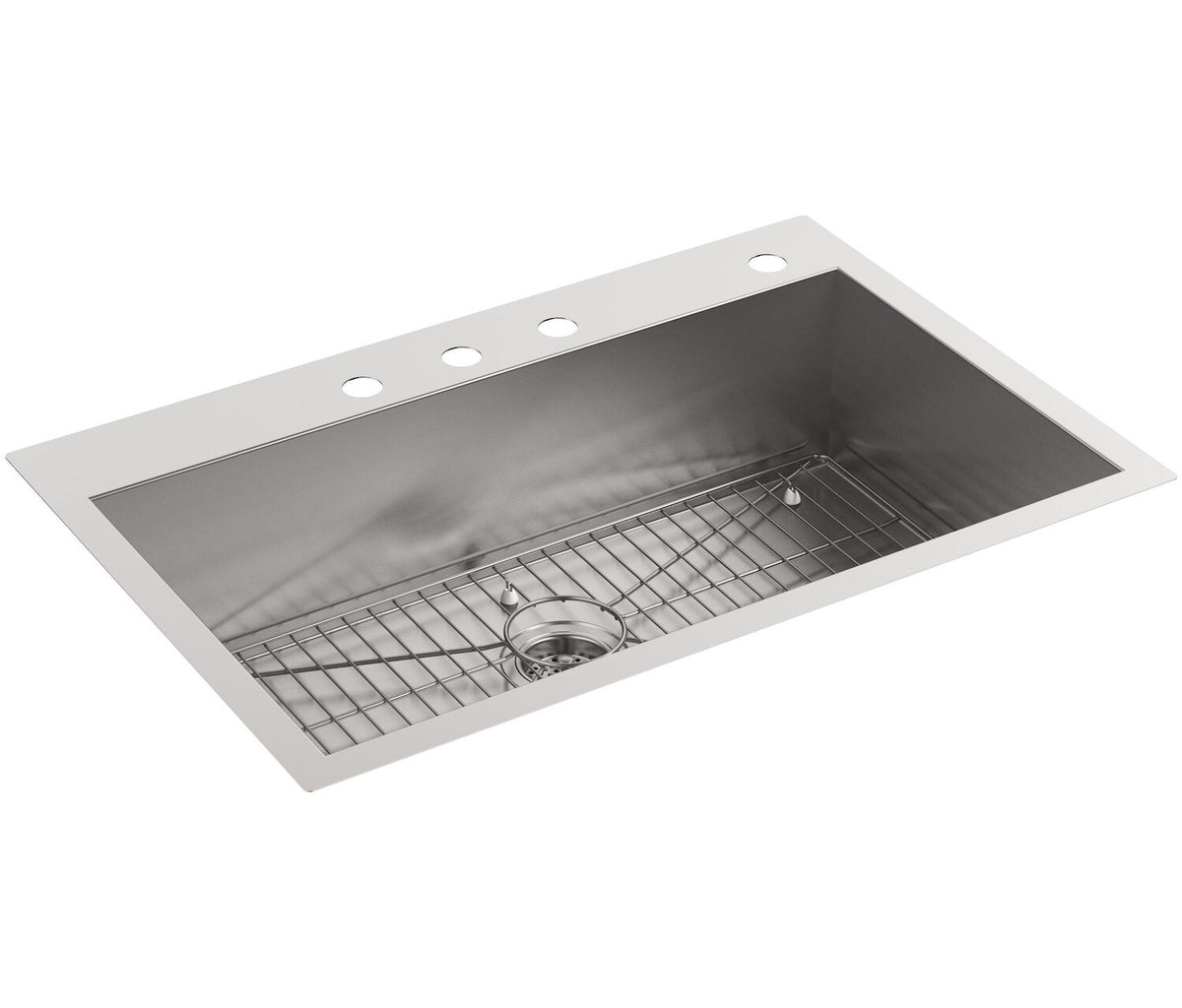 VAULT™ 33 X 22 X 9-5/16 INCHES TOP-/UNDER-MOUNT LARGE SINGLE-BOWL KITCHEN SINK WITH 4 FAUCET HOLES