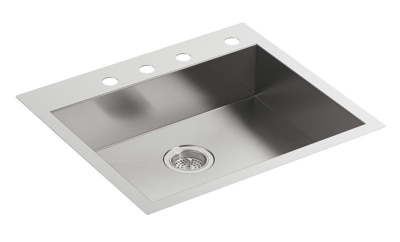 VAULT™ 25 X 22 X 6-5/16 INCHES SINGLE BOWL DUAL-MOUNT KITCHEN SINK WITH 4 FAUCET HOLES