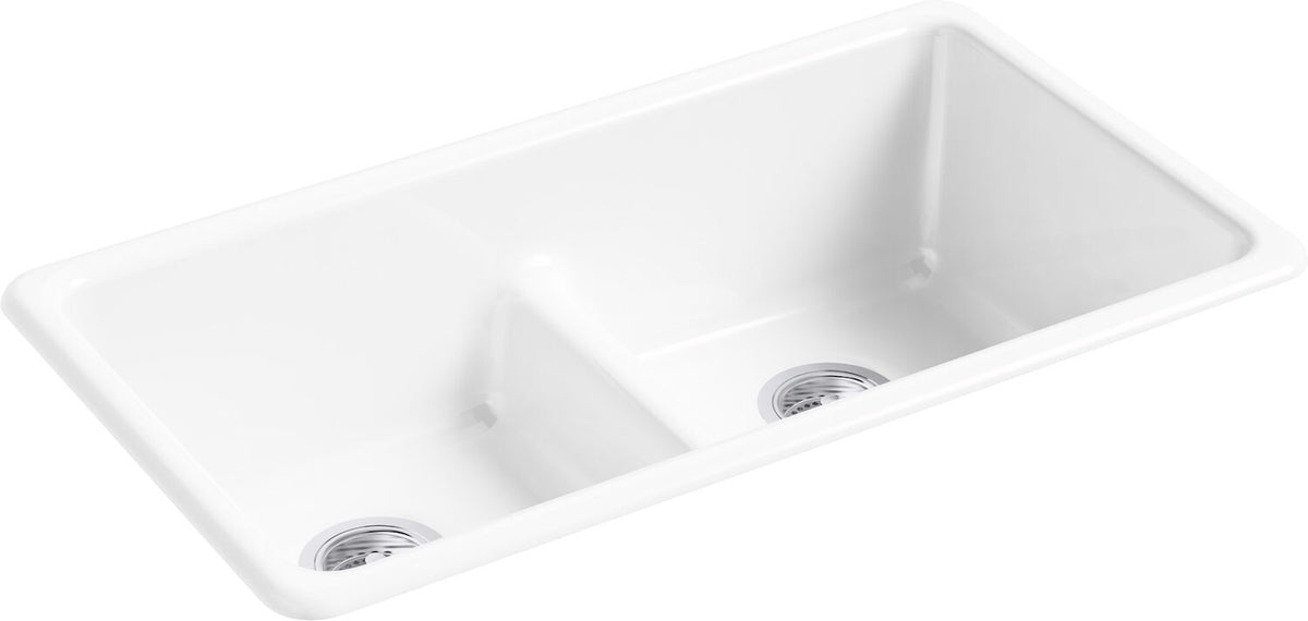 IRON/TONES® 33 X 18-3/4 X 9-5/8 INCHES TOP-/UNDER-MOUNT SMART DIVIDE® DOUBLE-EQUAL KITCHEN SINK