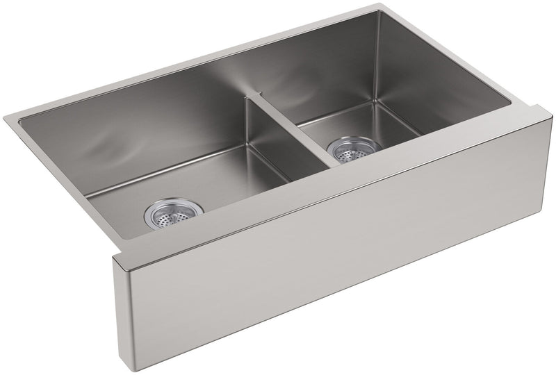 STRIVE® SELF-TRIMMING® SMARTDIVIDE® 35-1/2 X 21-1/4 X 9-5/16 INCHES UNDER-MOUNT LARGE/MEDIUM DOUBLE-BOWL KITCHEN SINK WITH TALL APRON