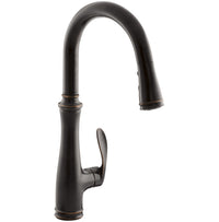 BELLERA(R) SINGLE-HOLE OR THREE-HOLE KITCHEN SINK FAUCET WITH PULL-DOWN 16-3/4-INCH SPOUT AND RIGHT-HAND LEVER HANDLE, DOCKNETIK(R) MAGNETIC DOCKING SYSTEM, AND A 3-FUNCTION SPRAYHEAD FEATURING SWEEP(R) SPRAY