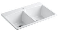 BROOKFIELD™ 33 X 22 X 9-5/8 INCHES TOP-MOUNT DOUBLE-EQUAL KITCHEN SINK WITH SINGLE FAUCET HOLE