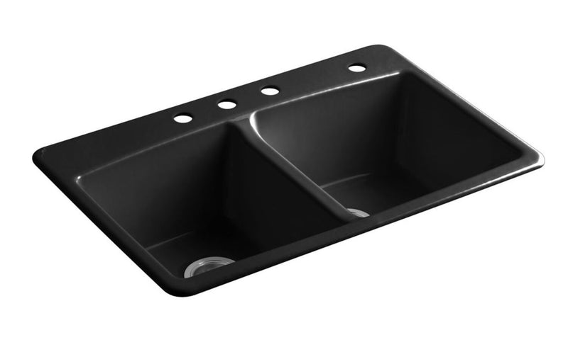 BROOKFIELD 33 X 22 X 9-5/8 INCHES TOP-MOUNT DOUBLE-EQUAL KITCHEN SINK WITH SINGLE FAUCET HOLE