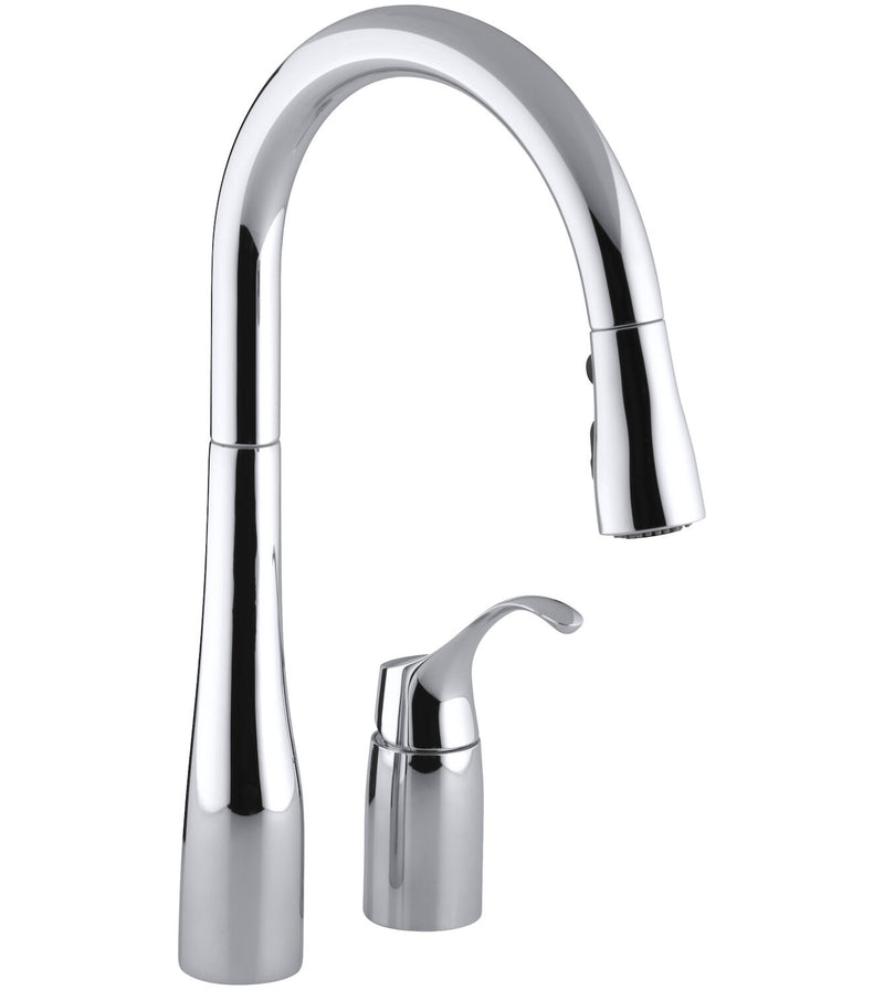 SIMPLICE® TWO-HOLE KITCHEN SINK FAUCET WITH 16-1/8-INCH PULL-DOWN SWING SPOUT, DOCKNETIK® MAGNETIC DOCKING SYSTEM, AND A 3-FUNCTION SPRAYHEAD FEATURING SWEEP™ SPRAY