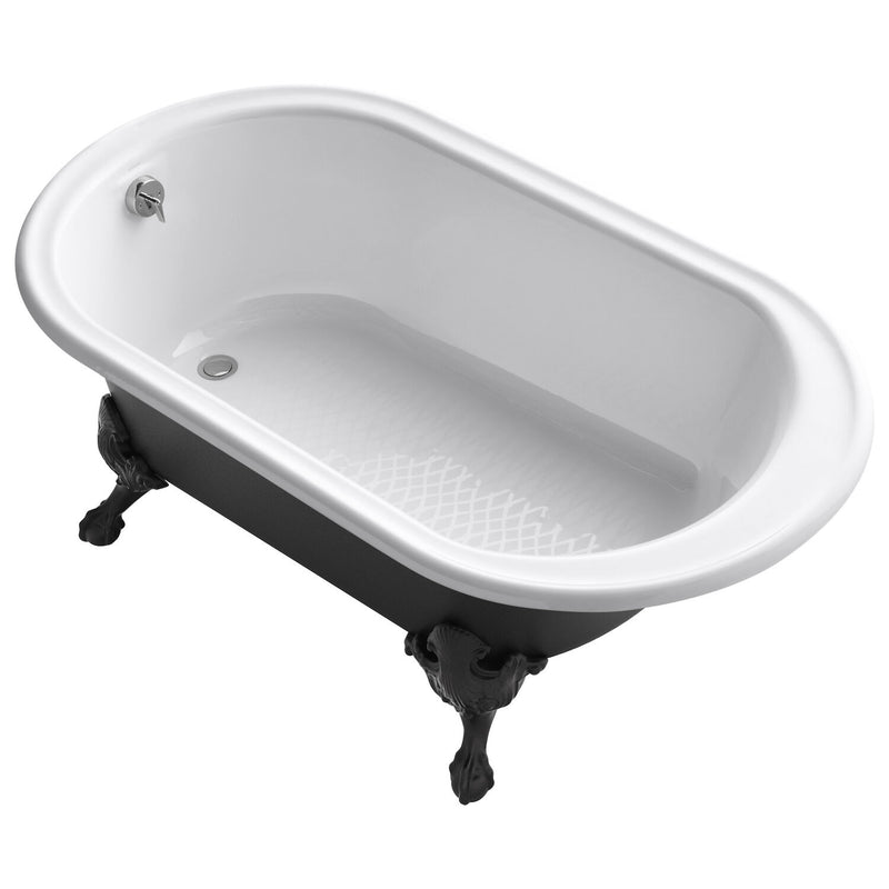 IRON WORKS® HISTORIC 66 X 36 INCHES FREESTANDING OVAL BATHTUB WITH REVERSIBLE DRAIN, IRON BLACK EXTERIOR AND SAFEGUARD® FINISH