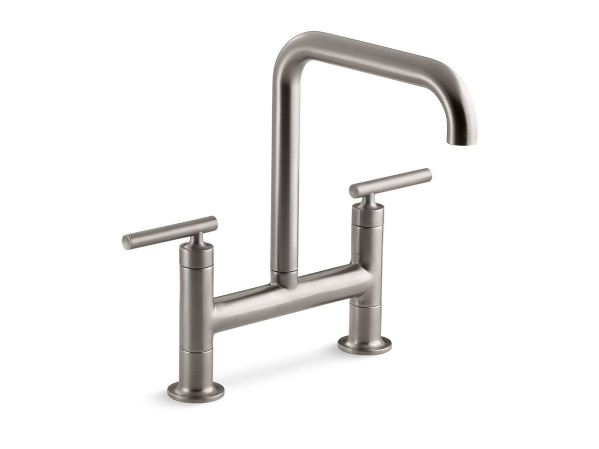 PURIST® TWO-HOLE DECK-MOUNT BRIDGE KITCHEN SINK FAUCET WITH 8-3/8-INCH SPOUT