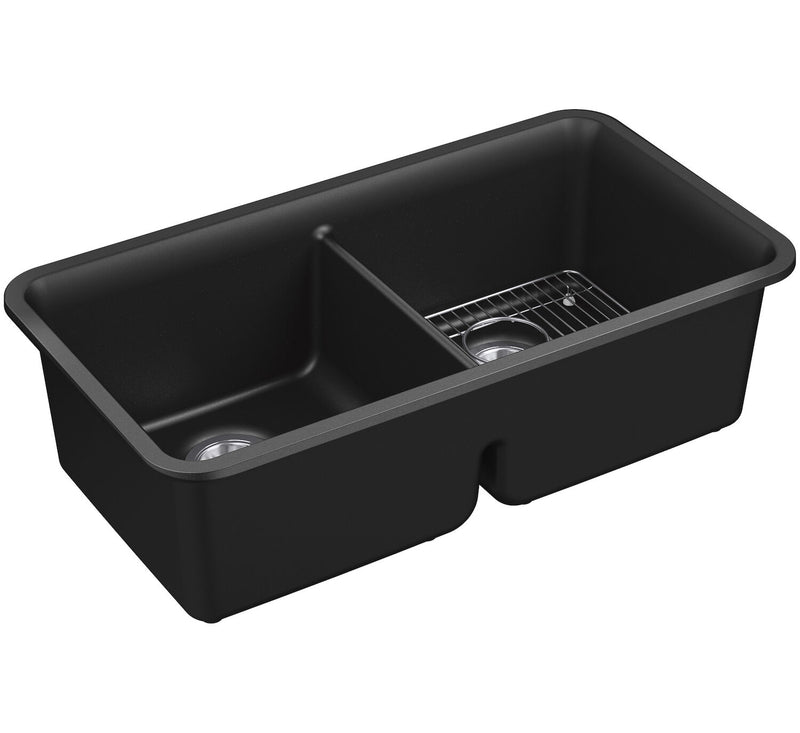 CAIRN® 33-1/2 X 18-5/16 X 10-1/8 INCHES NEOROC® UNDER-MOUNT DOUBLE-EQUAL KITCHEN SINK WITH SINK RACK