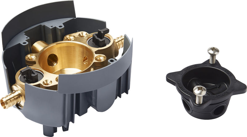 RITE-TEMP(R) VALVE BODY ROUGH-IN WITH SERVICE STOPS AND PEX CRIMP CONNECTIONS