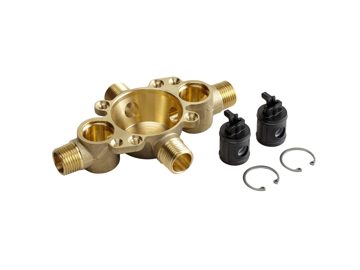 RITE-TEMP(R) VALVE BODY AND PRESSURE-BALANCE CARTRIDGE KIT WITH SERVICE STOPS, PROJECT PACK