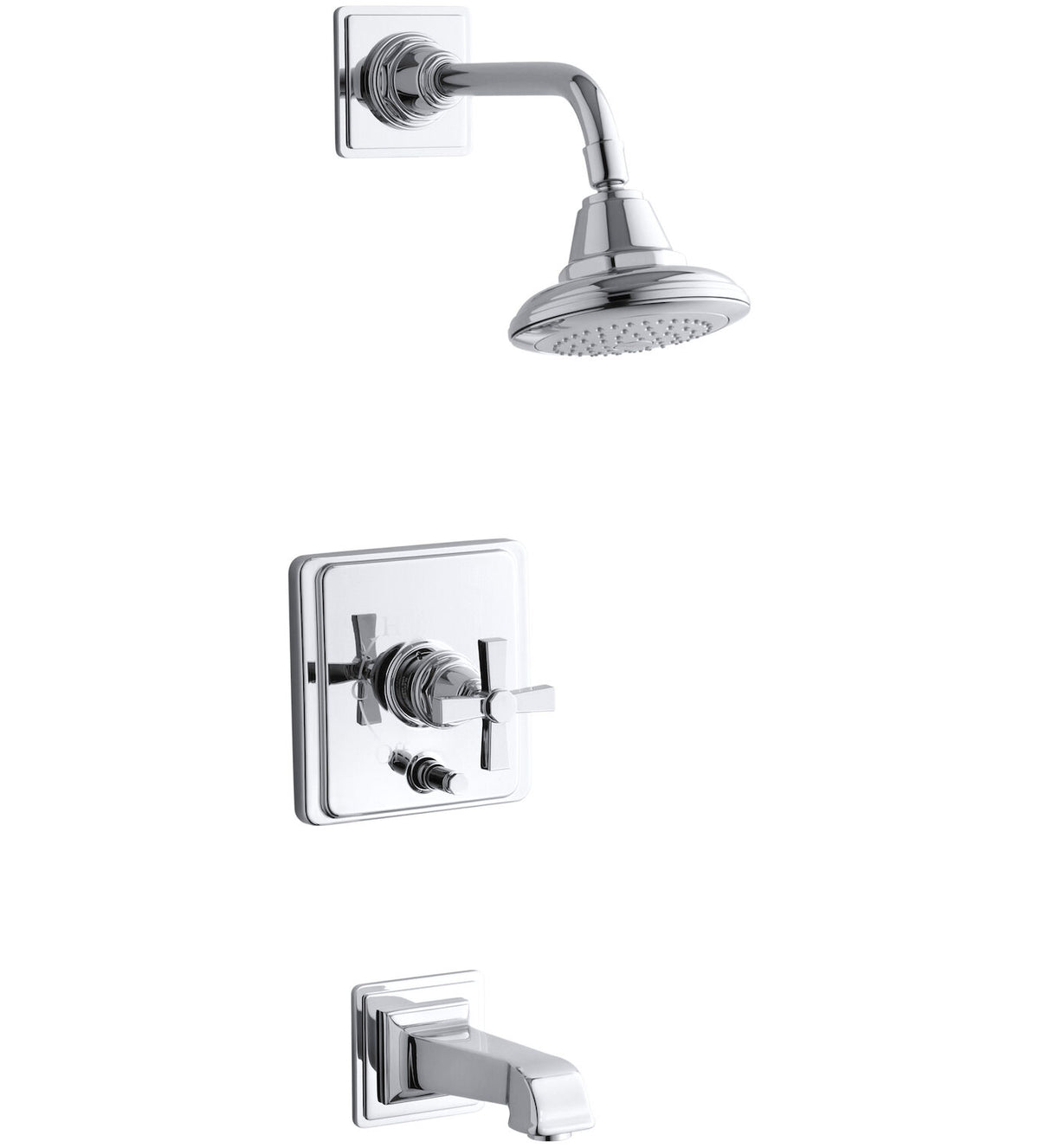 PINSTRIPE® PURE RITE-TEMP® PRESSURE-BALANCING BATH AND SHOWER FAUCET TRIM WITH CROSS HANDLE