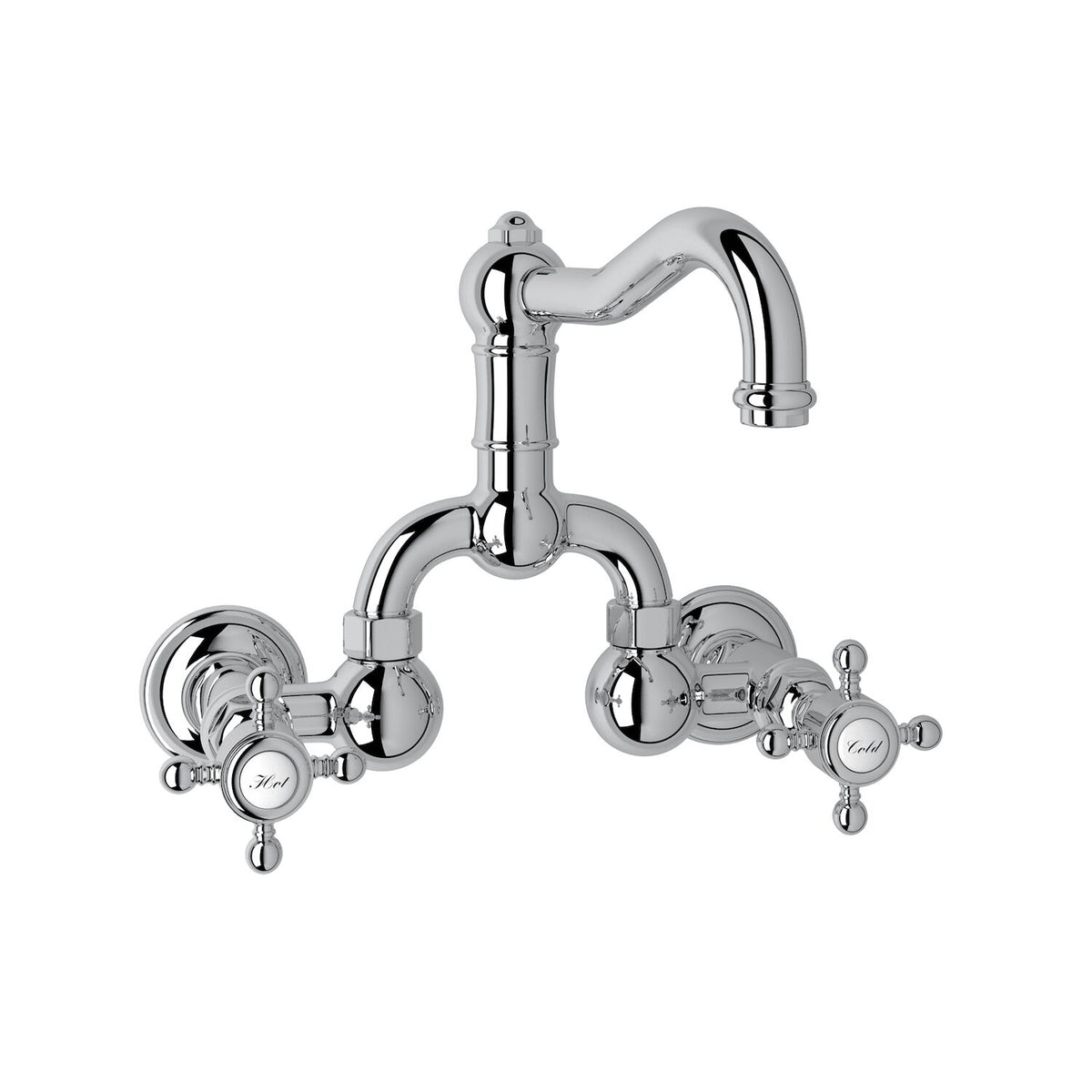 ACQUI® WALL MOUNT BRIDGE LAVATORY FAUCET WITH COLUMN SPOUT (CROSS HANDLE)