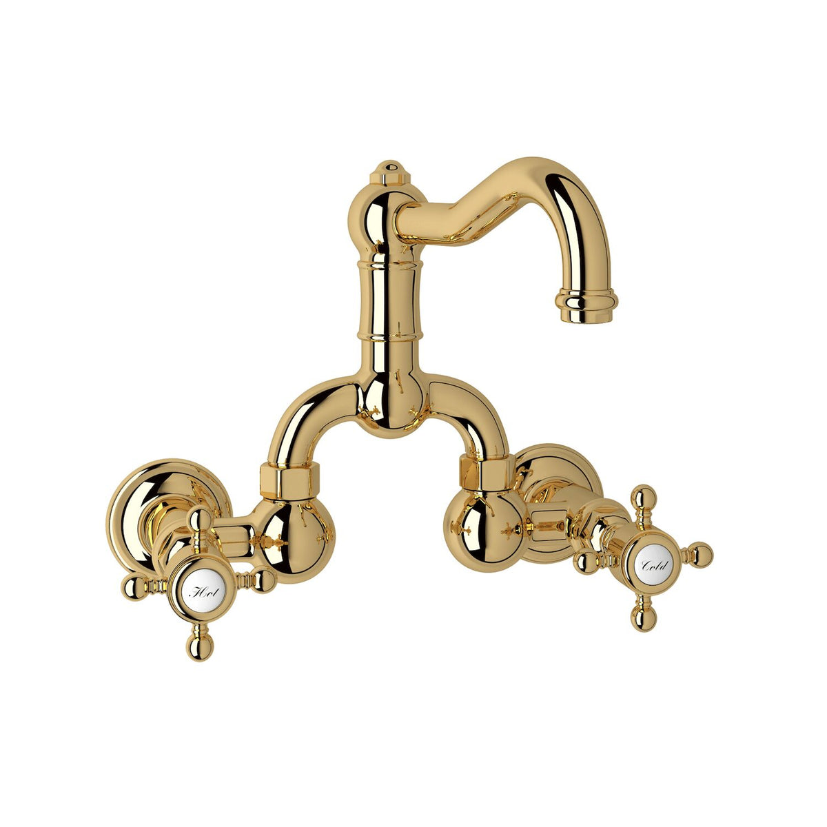 ACQUI® WALL MOUNT BRIDGE LAVATORY FAUCET WITH COLUMN SPOUT (CROSS HANDLE)