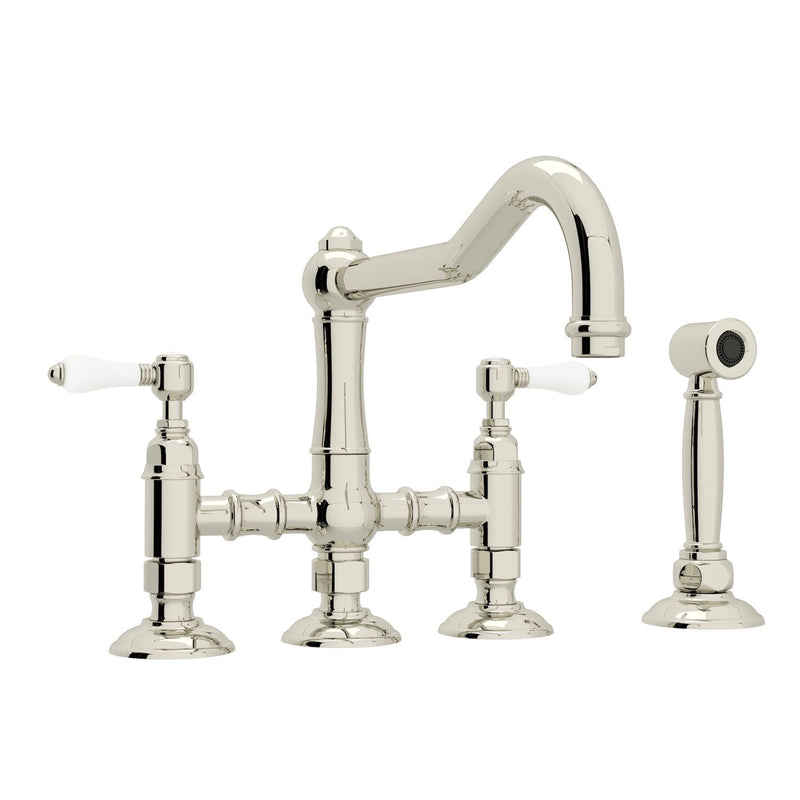 ACQUI® BRIDGE KITCHEN FAUCET WITH SIDE SPRAY (PORCELAIN LEVER)