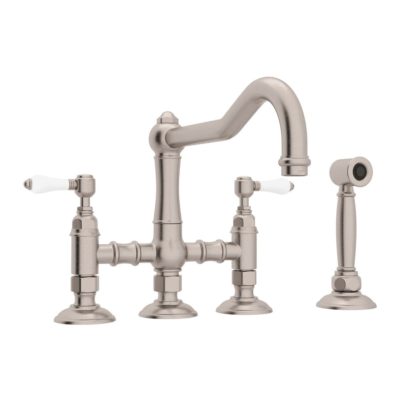 ACQUI® BRIDGE KITCHEN FAUCET WITH SIDE SPRAY (PORCELAIN LEVER)