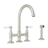 SAN JULIO® BRIDGE KITCHEN FAUCET WITH SIDE SPRAY (PORCELAIN LEVER)