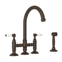 SAN JULIO® BRIDGE KITCHEN FAUCET WITH SIDE SPRAY (PORCELAIN LEVER)