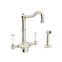 ACQUI® TWO HANDLE KITCHEN FAUCET WITH SIDE SPRAY (PORCELAIN LEVER)