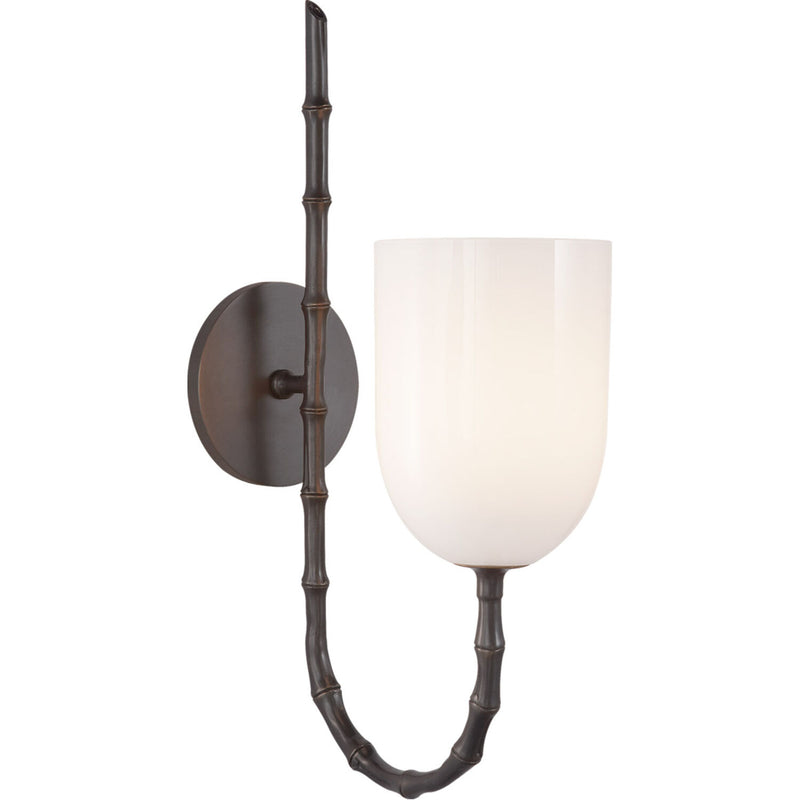 AERIN EDGEMERE 1-LIGHT 5-INCH WALL SCONCE LIGHT WITH WHITE GLASS SHADE