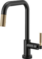 LITZE SMARTTOUCH® PULL-DOWN FAUCET WITH SQUARE SPOUT AND KNURLED HANDLE, Matte Black/Luxe Gold, medium