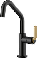 LITZE BAR FAUCET WITH ANGLED SPOUT AND INDUSTRIAL HANDLE, Matte Black/Luxe Gold, medium