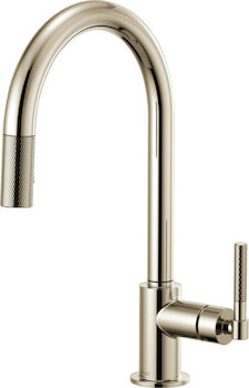 LITZE PULL-DOWN FAUCET WITH ARC SPOUT AND KNURLED HANDLE, Polished Nickel, large