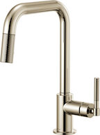 LITZE PULL-DOWN FAUCET WITH SQUARE SPOUT AND KNURLED HANDLE, Polished Nickel, medium
