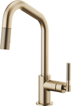 LITZE PULL-DOWN FAUCET WITH ANGLED SPOUT AND KNURLED HANDLE, Brilliance Luxe Gold, large