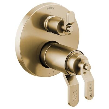 LITZE TEMPASSURE® THERMOSTATIC VALVE WITH 3-FUNCTION DIVERTER TRIM - LESS HANDLES, Luxe Gold, large
