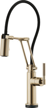 LITZE SMARTTOUCH® ARTICULATING FAUCET WITH KNURLED HANDLE, Brilliance Luxe Gold, large