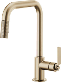 LITZE PULL-DOWN FAUCET WITH SQUARE SPOUT AND INDUSTRIAL HANDLE, Brilliance Luxe Gold, large