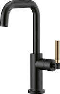 LITZE BAR FAUCET WITH SQUARE SPOUT AND KNURLED HANDLE, Matte Black/Luxe Gold, medium