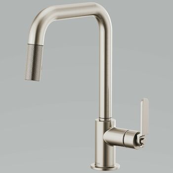 LITZE PULL DOWN FAUCET WITH SQUARE SPOUT AND INDUSTRIAL HANDLE, Stainless Steel, large