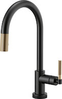 LITZE SMARTTOUCH® PULL-DOWN FAUCET WITH ARC SPOUT AND KNURLED HANDLE, Matte Black/Luxe Gold, medium