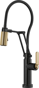 LITZE SMARTTOUCH® ARTICULATING FAUCET WITH FINISHED HOSE, Matte Black/Luxe Gold, large