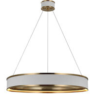 CONNERY 30-INCH RING LED CHANDELIER, Matte White and Antique-Burnished Brass, medium